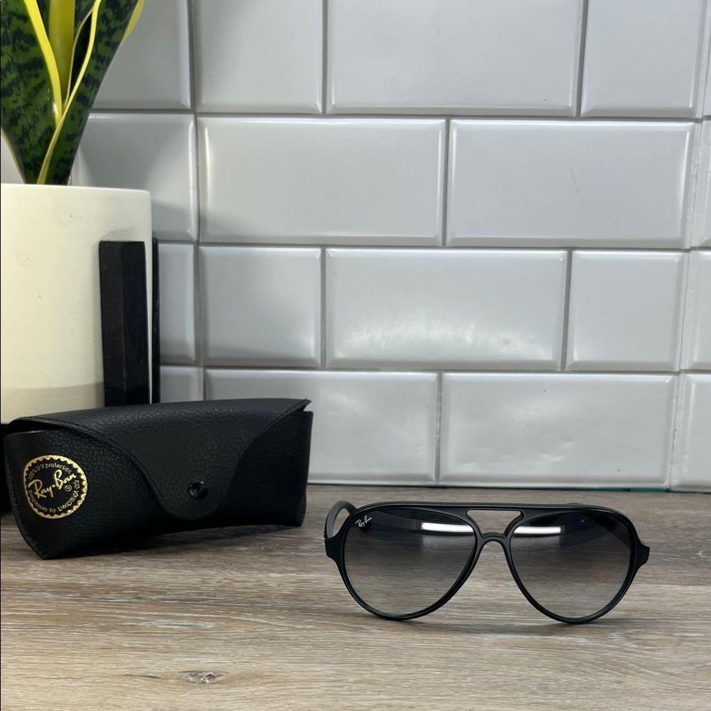 Ray-Ban Black Frame Sunglasses with Gradient Gray Lenses